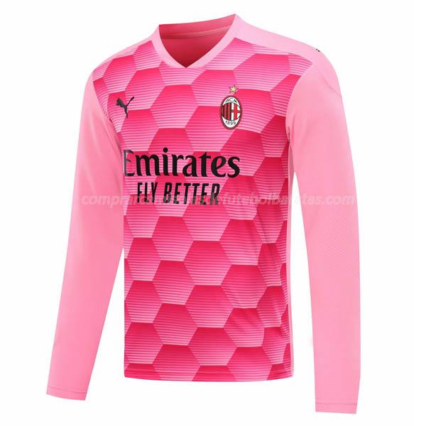 camisola ac milán manga comprida do guarda-redes rosa 2020-21