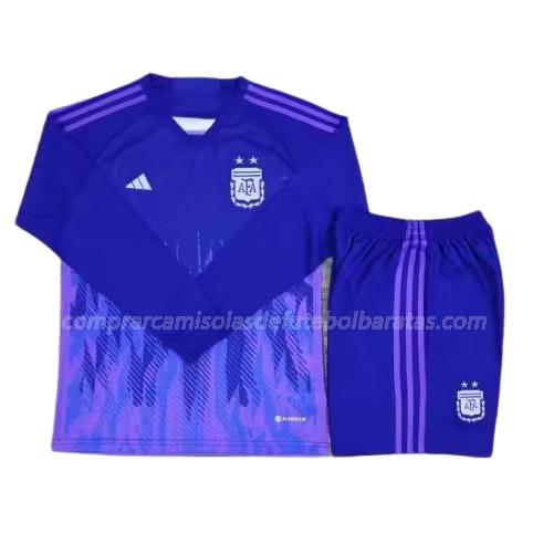 camisola argentina copa do mundo manga comprida equipamento suplente 2022