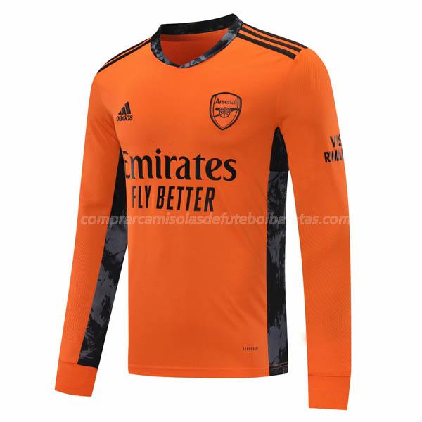 camisola arsenal manga comprida do guarda-redes laranja para 2020-21