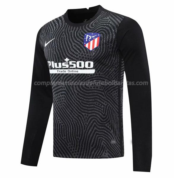 camisola atlético de madrid manga comprida do guarda-redes preto para 2020-21