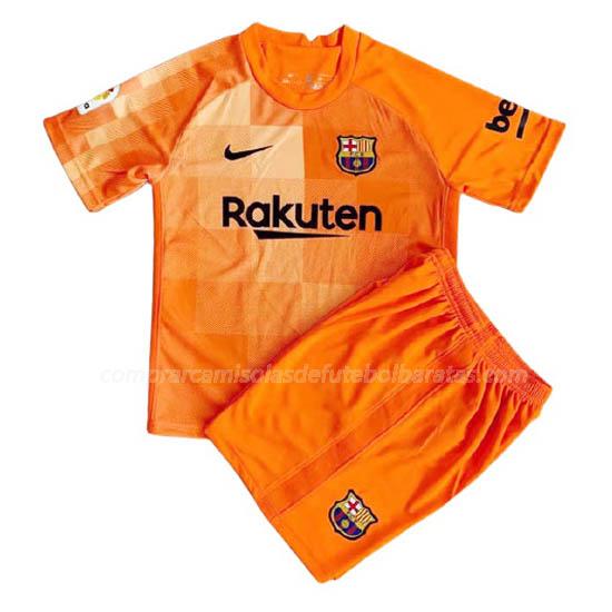 camisola barcelona crianças guarda-redes laranja para 2021-22
