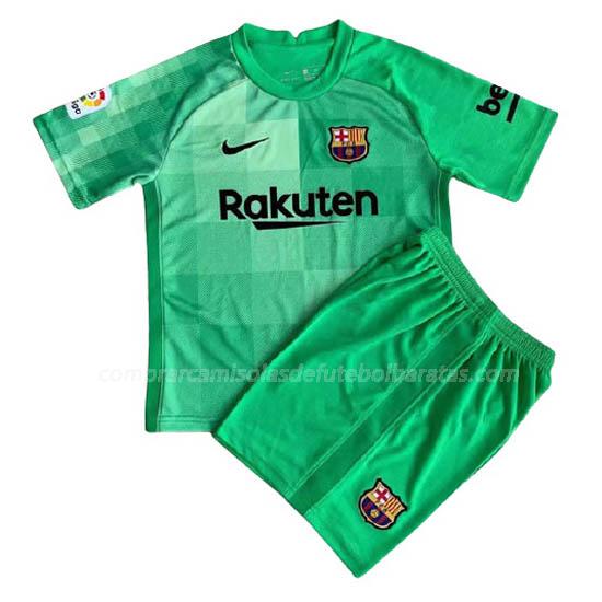 camisola barcelona crianças guarda-redes verde para 2021-22