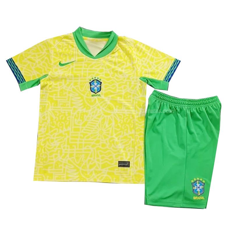 camisola brasil crianças equipamento principal 2024