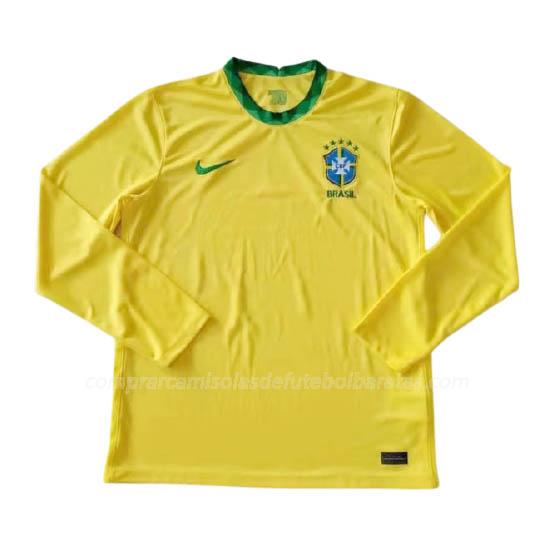 camisola brasil manga comprida equipamento principal para 2020-21