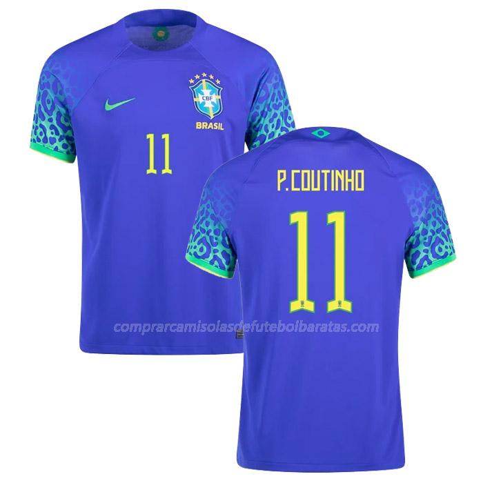 camisola brasil p. coutinho copa do mundo equipamento suplente 2022
