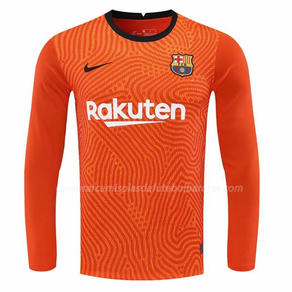 camisola fc barcelona manga comprida do guarda-redes laranja para 2020-21
