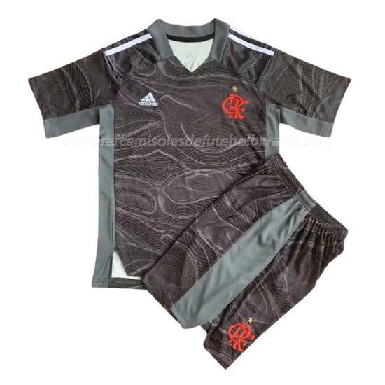 camisola flamengo crianças guarda-redes preto para 2021-22