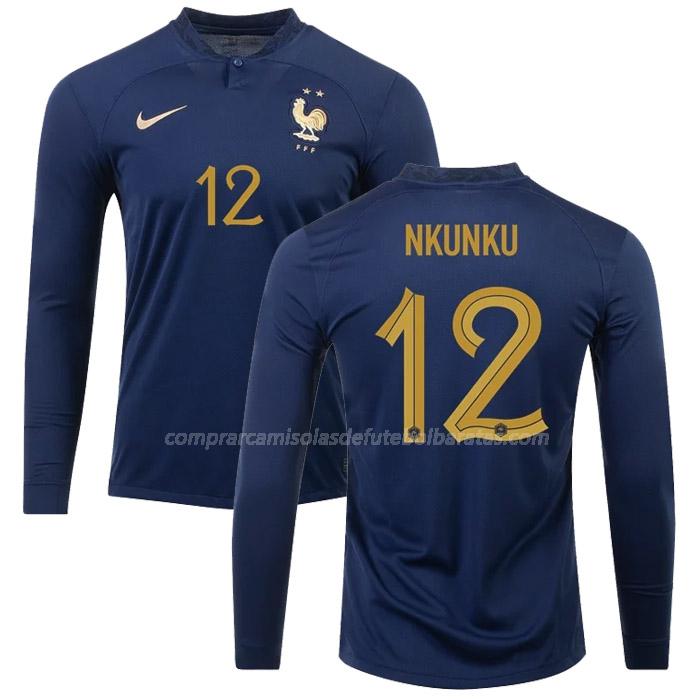 camisola frança nkunku manga comprida copa do mundo equipamento principal 2022