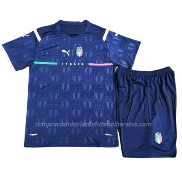 camisola itália crianças azul para 2021
