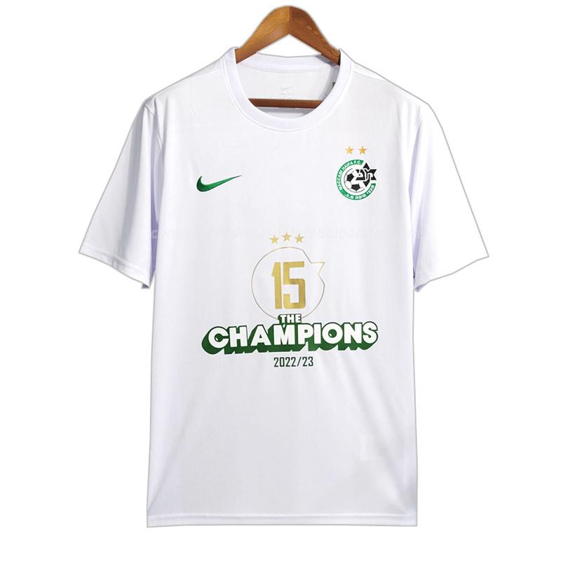camisola maccabi haifa champions branco 2023