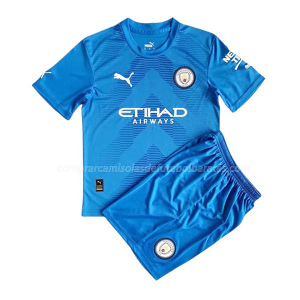 camisola manchester city crianças guarda-redes azul para 2022-23
