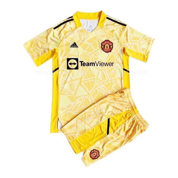 camisola manchester united crianças guarda-redes amarelo 2022-23