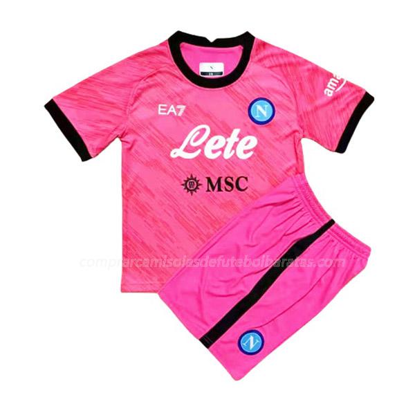 camisola napoli crianças guarda-redes rosa para 2022-23