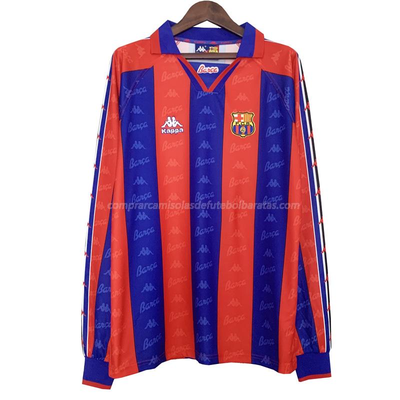camisola retrô barcelona manga comprida equipamento principal 1996-97