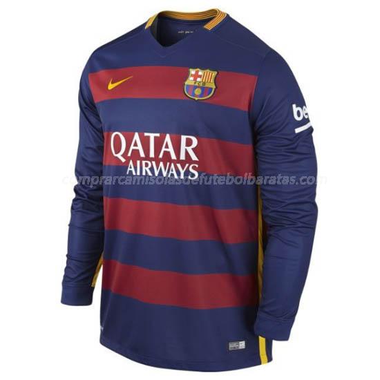 camisola retrô barcelona manga comprida equipamento principal para 2015-16