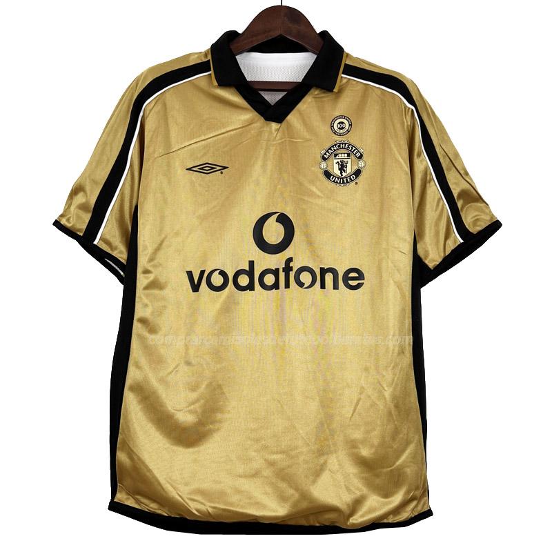 camisola retrô manchester united 100 aniversário equipamento alternativo 2001-2002