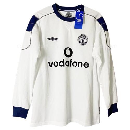 camisola retrô manchester united manga comprida equipamento suplente 1999-2000