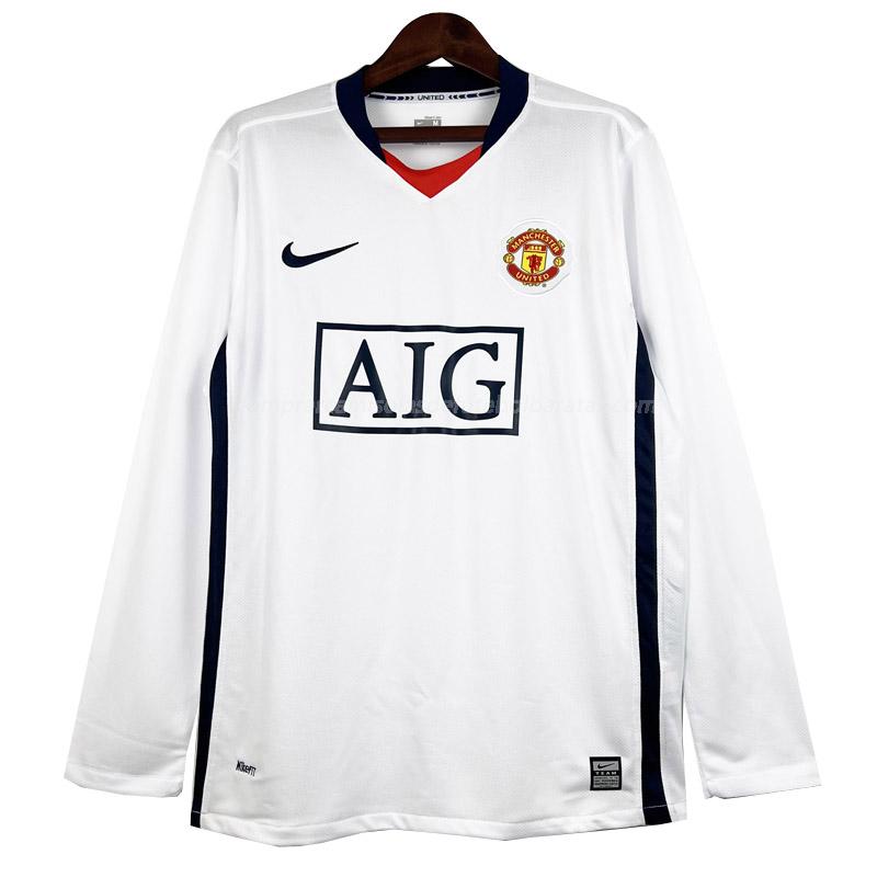 camisola retrô manchester united manga comprida equipamento suplente 2007-2008