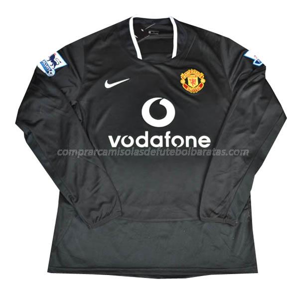 camisola retrô manchester united manga comprida equipamento suplente para 2003-2004