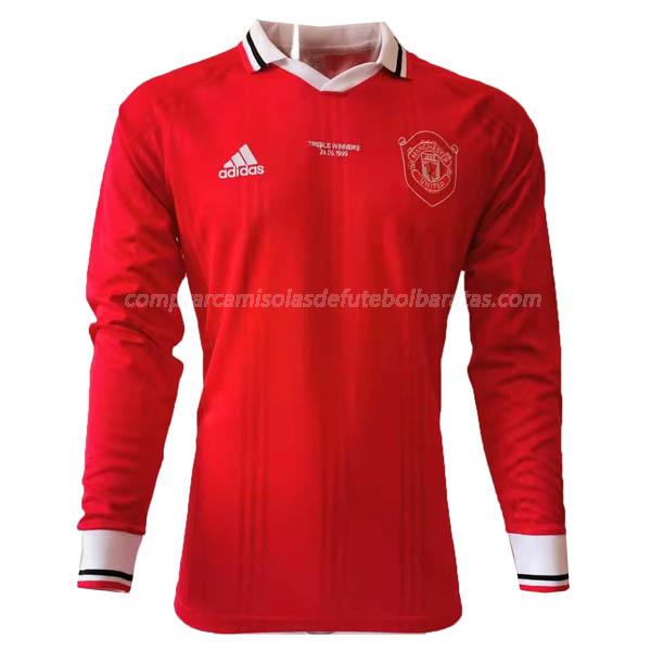 camisola retrô manchester united manga comprida vermelho para 2019-2020