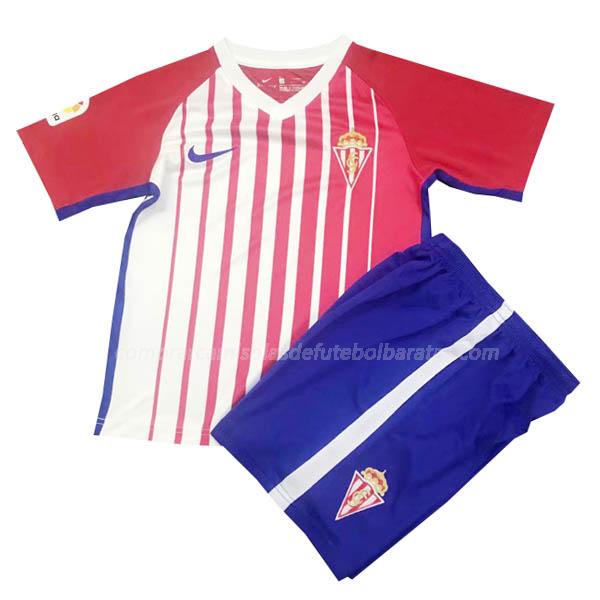 camisola sporting de gijón crianças equipamento principal para 2019-2020