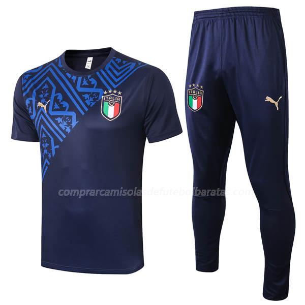 camisola training e calças itália azul 2020-21