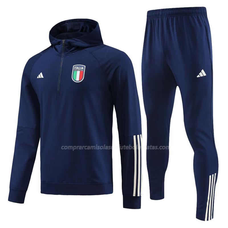 sweatshirt com carapuço itália 23526a1 azul 2023-24