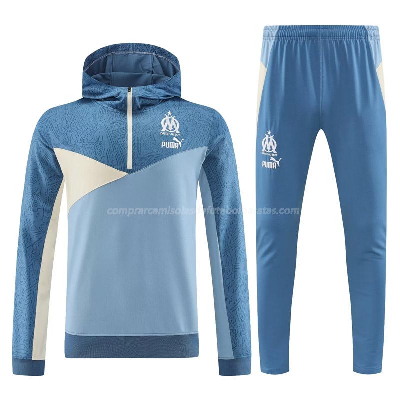 sweatshirt com carapuço olympique de marsella 2371a1 azul 2023-24