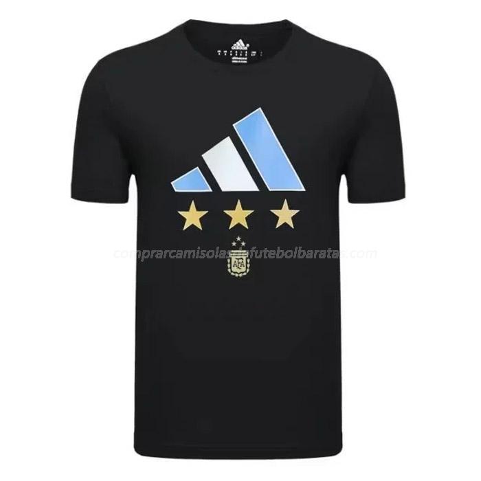t-shirt argentina 3 star preto 2022